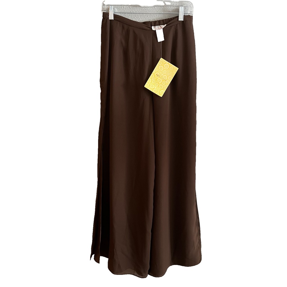 NWT Victor Costa Occasions BrownDress Pants Lined  Wide Leg Palazzo Size 8‎